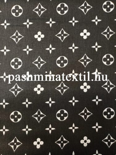  Designer-LV-mintás pamutvászon-fekete alapon
