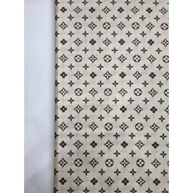 Pamutvászon - Designer-LV-mintás - drapp alapon