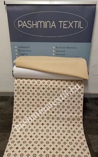 Pamutvászon - Designer-LV-mintás - drapp alapon