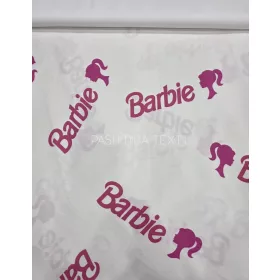 Pamutvászon - Barbie mintás - fehér alapon