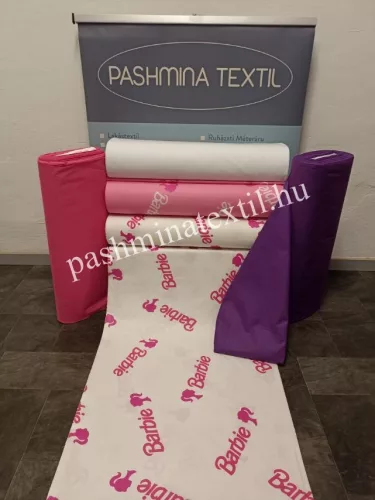 Pamutvászon - Barbie mintás - fehér alapon