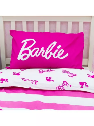 Pamutvászon - Barbie mintás - fehér alapon