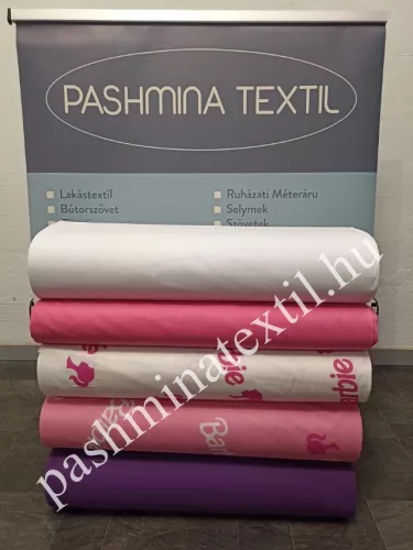Pamutvászon - Barbie mintás - fehér alapon