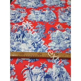 Dekor vászon - Piros alapon, kék elefántok