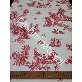 Dekor vászon - Fehér alapon piros porcelán minta