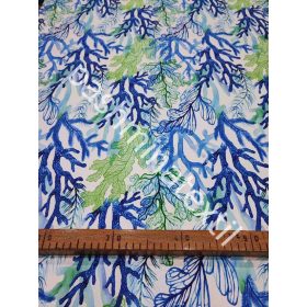 Dekor vászon - Fehér alapon kék-zöld koral minta