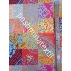 Dekor Vászon - Narancssárga - Piros Manadala mintás