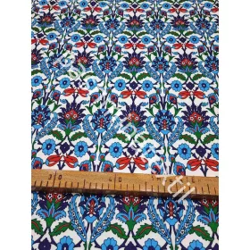 Dekor vászon - Kék-Piros csempe minta