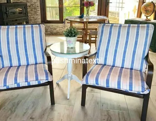 Dekor vászon - Fehér alapon, sötét-világos kék csíkok