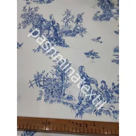 Dekor Vászon - Fehér alapon, kék porcelán minta