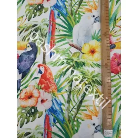 Dekor vászon - Fehér alapon, papagáj és tukán madaras