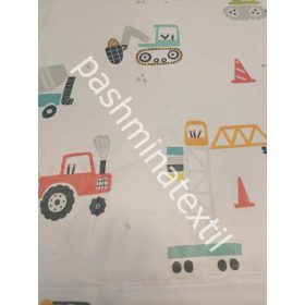 Fényáteresztő függöny - fehér alapon traktor minta