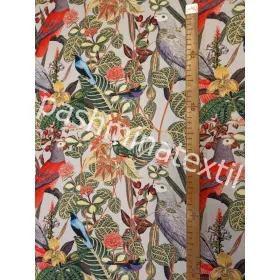   Dekor Vászon - Világos szürke alapon papagájok és madarak 