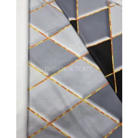 Pamutvászon - Rombusz mintás - Szürke színátmenetes