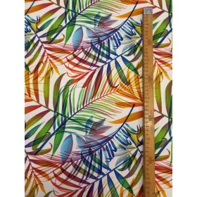 Dekor vászon - Fehér alapon színes vékony levelek