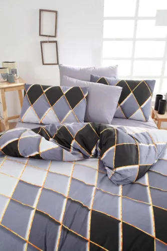 Pamutvászon - Rombusz mintás - Szürke színátmenetes