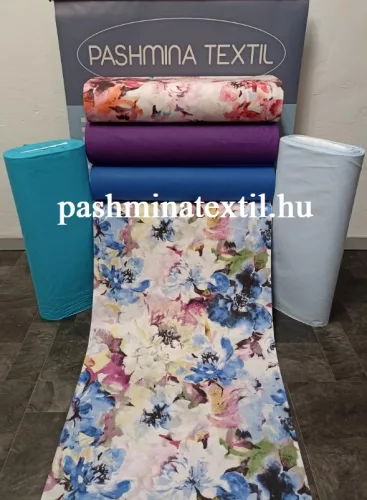 Pamutvászon - Kék virág minta