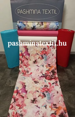 Pamutvászon - Rózsaszín virág minta