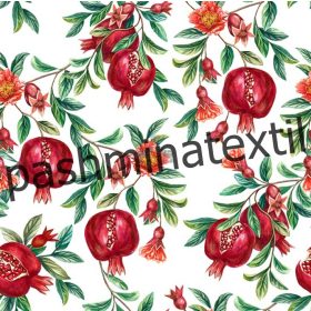 Dekor vászon - Fehér alapon gránát alma és virága