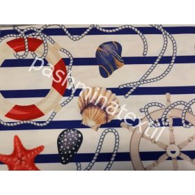 Dekor vászon - Fehér alapon tengeri-hajós minta