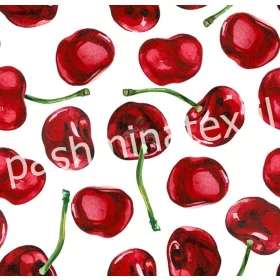 Dekor vászon - Fehér alapon cseresznye mintás