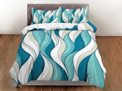 Pmutvászon - kék hullám minta