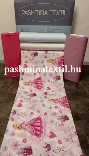 Pamutvászon - Hercegnő mintás - rózsaszín alapon