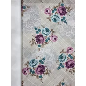 Pamutvászon - Rózsa mintás - nyers alapon