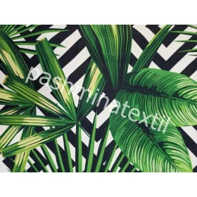   Dekor vászon - Fehér-feket absztrakt alapon nagy pálma levelek