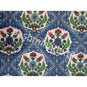 Dekor vászon - Kék csempe minta virágokkal a közepén