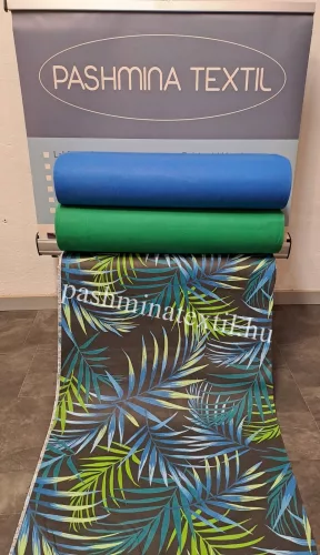 Pamutvászon - Levél mintás - Fekete alapon