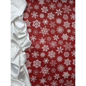 Karácsonyi pamutvászon-Piros alapon-hópelyhes 