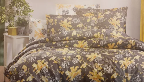 Pamutvászon - Virág és madár minta - fehér alapon