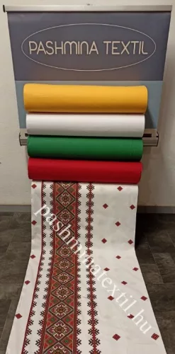 Pamutvászon - Népies minta - fehér alapon