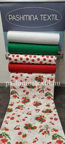 Pamutvászon - Gyümölcs minta - fehér alapon