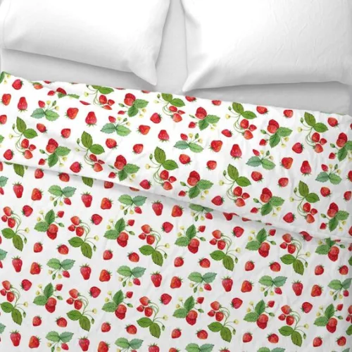 Pamutvászon - Gyümölcs minta - fehér alapon