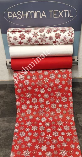 Karácsonyi pamutvászon-Piros alapon-hópelyhes 