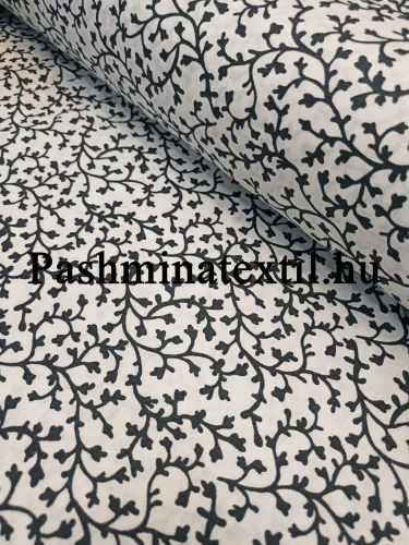 Pamutvászon - Fekete pici inda minta - fehér alapon