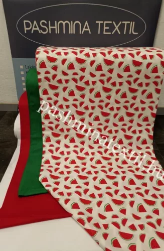 Pamutvászon - Dinnye minta - fehér alapon