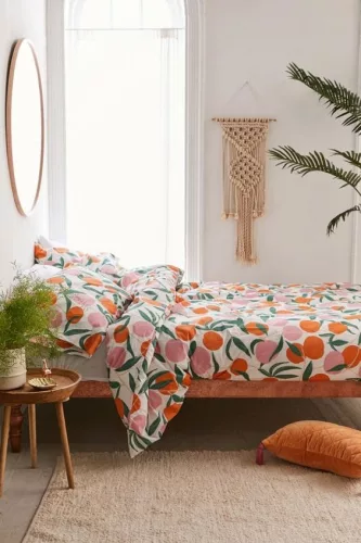 Pamutvászon - Barack minta - fehér alapon