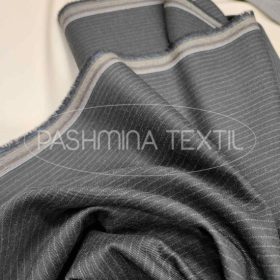 Sötétszürke csíkos kevertszálas gyapjúszövet