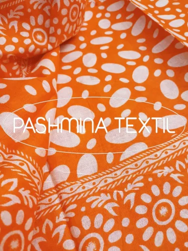 Afrikai Pamut - Narancssárga alapon fehér virág mintás