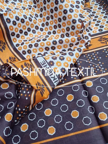 Afrikai Pamut - Narancssárga - sötét kék virág mintás