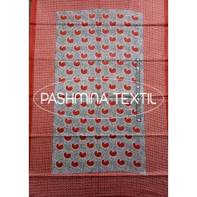 Afrikai Pamut - Fehér alapon piros paisley mintás