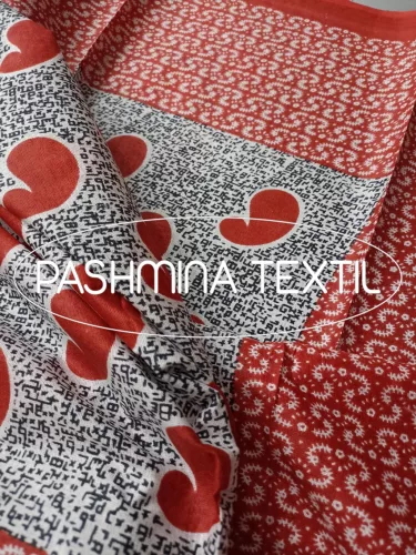 Afrikai Pamut - Fehér alapon piros paisley mintás