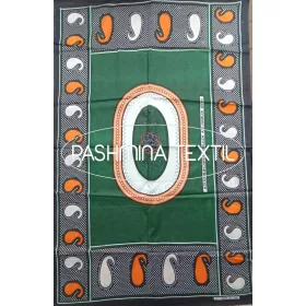   Afrikai Pamut - Zöld alapon fehér-narancssárga paisley mintás