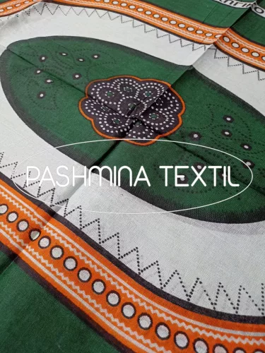 Afrikai Pamut - Zöld alapon fehér-narancssárga paisley mintás