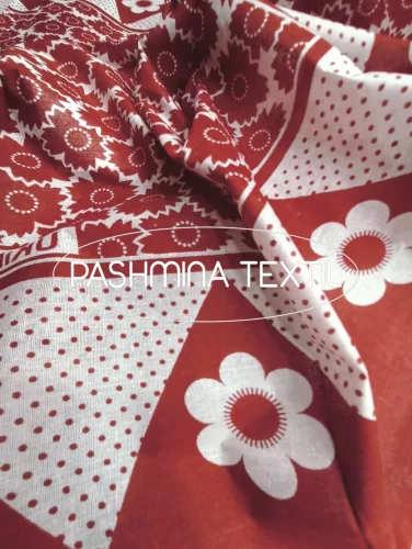 Afrikai Pamut - Bordó alapon fehér virág mintás 