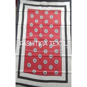   Afrikai Pamut - Fehér-fekete keretes, bordó alapon fehér-fekete virág mintás