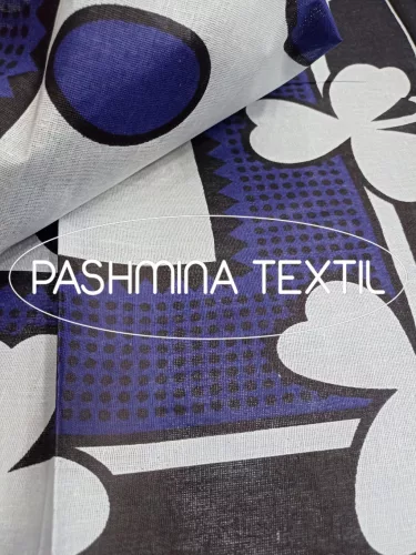 Afrikai Pamut - Fekete-kék kör és levél mintás